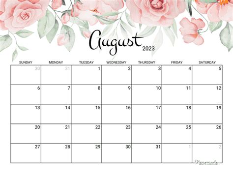 Calendar August Template
